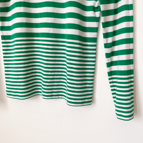 Lauren Ralph Lauren Black Label Striped Kelly Green Long Sleeve Top Women Medium - Picture 6 of 11